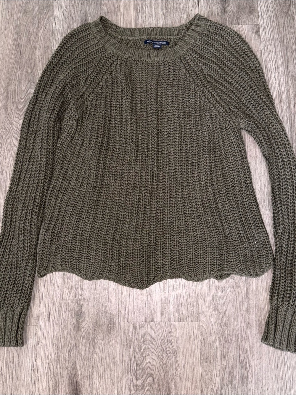 American Eagle Outfitters Olive Green Crewneck Knit Sweater